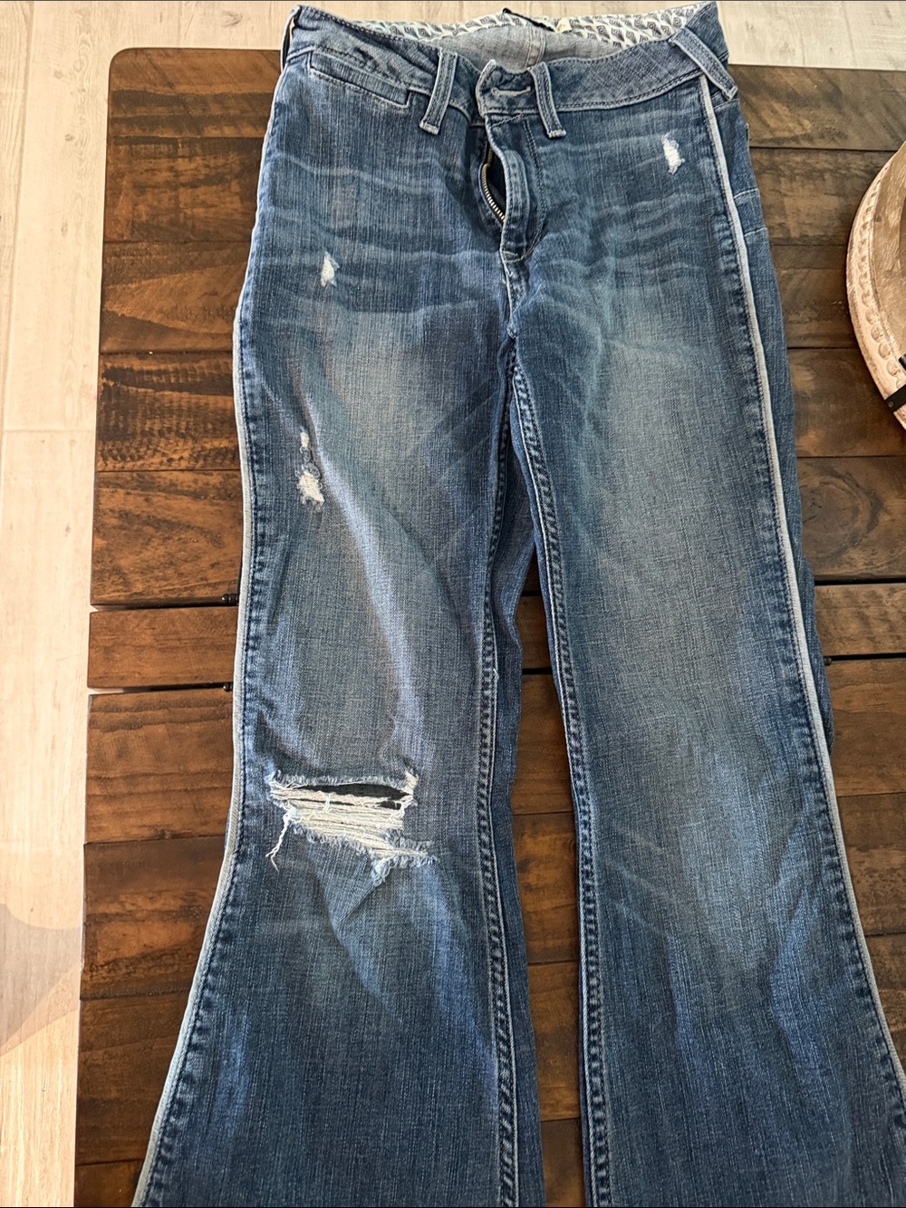 Ariat Women's Blue Distressed Flare Jeans